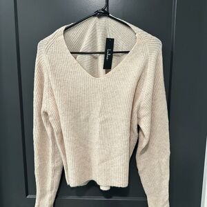 Lulu's Cream V-Neck Sweater